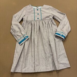 Bella Bliss Girl’s Cotton Dress Grey With Teal Scalloped Trim Size 10 New W Tag